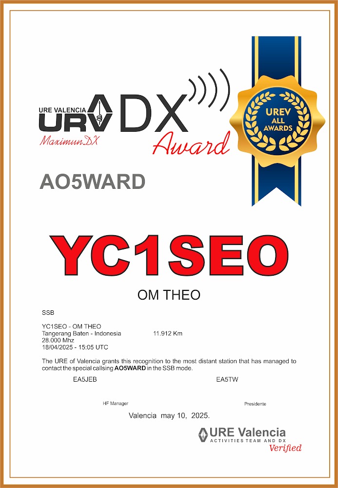 Maximun DX AWARD YC1SEO Sf lt